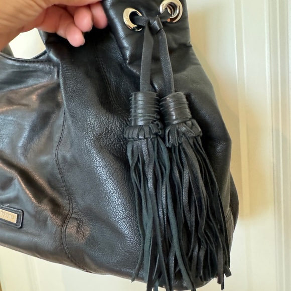 Perlina Black Classic Italian Leather Slouch handbag excellent condition - Picture 5 of 9